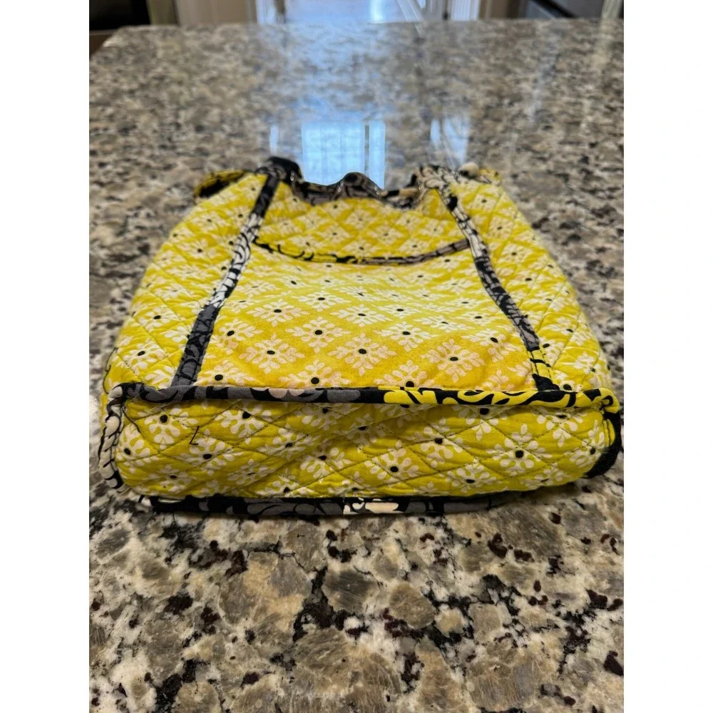 Vera Bradley Provencal‎ Quilted Drawstring Backpack Yellow Black Floral Damask